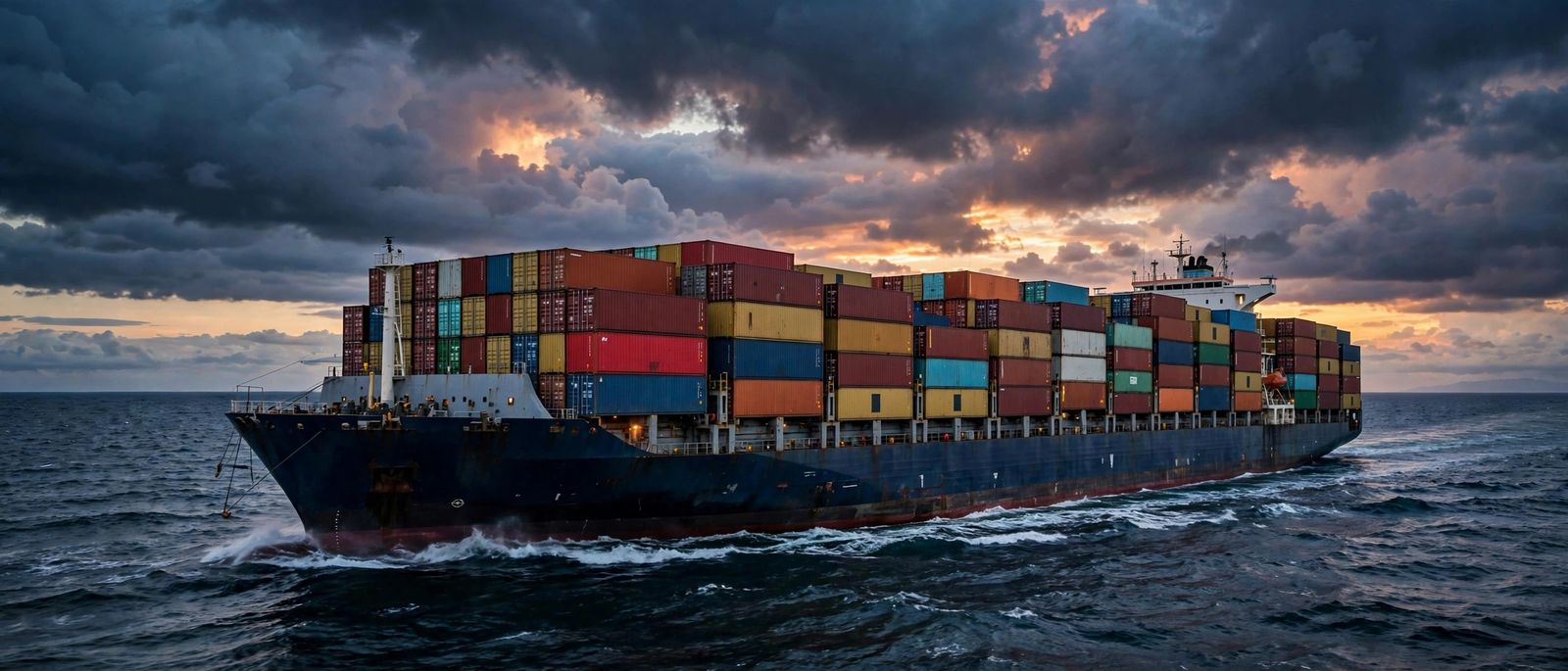 Container ship at sea